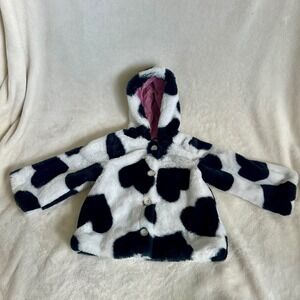 First Impressions Toddler Faux Fur Cow Heart Print Hooded Jacket 2T Macy's